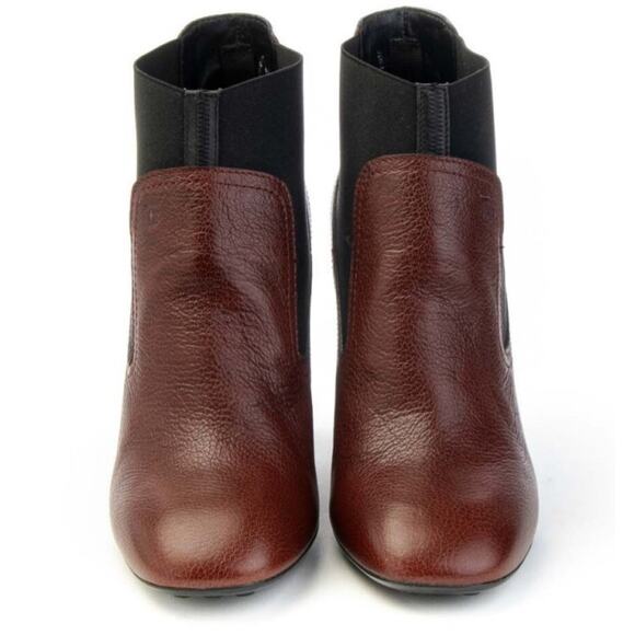 Tod’s Tronchetto Donna Calfskin Leather Ankle Boot Burgundy Size 38 Italy 8 US - Picture 9 of 16